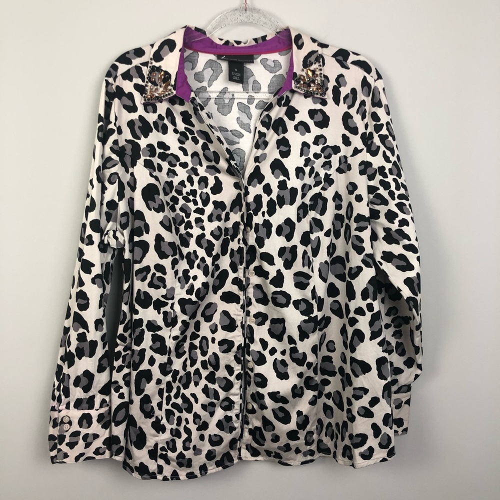 Lane Bryant Animal Print Embellished Top